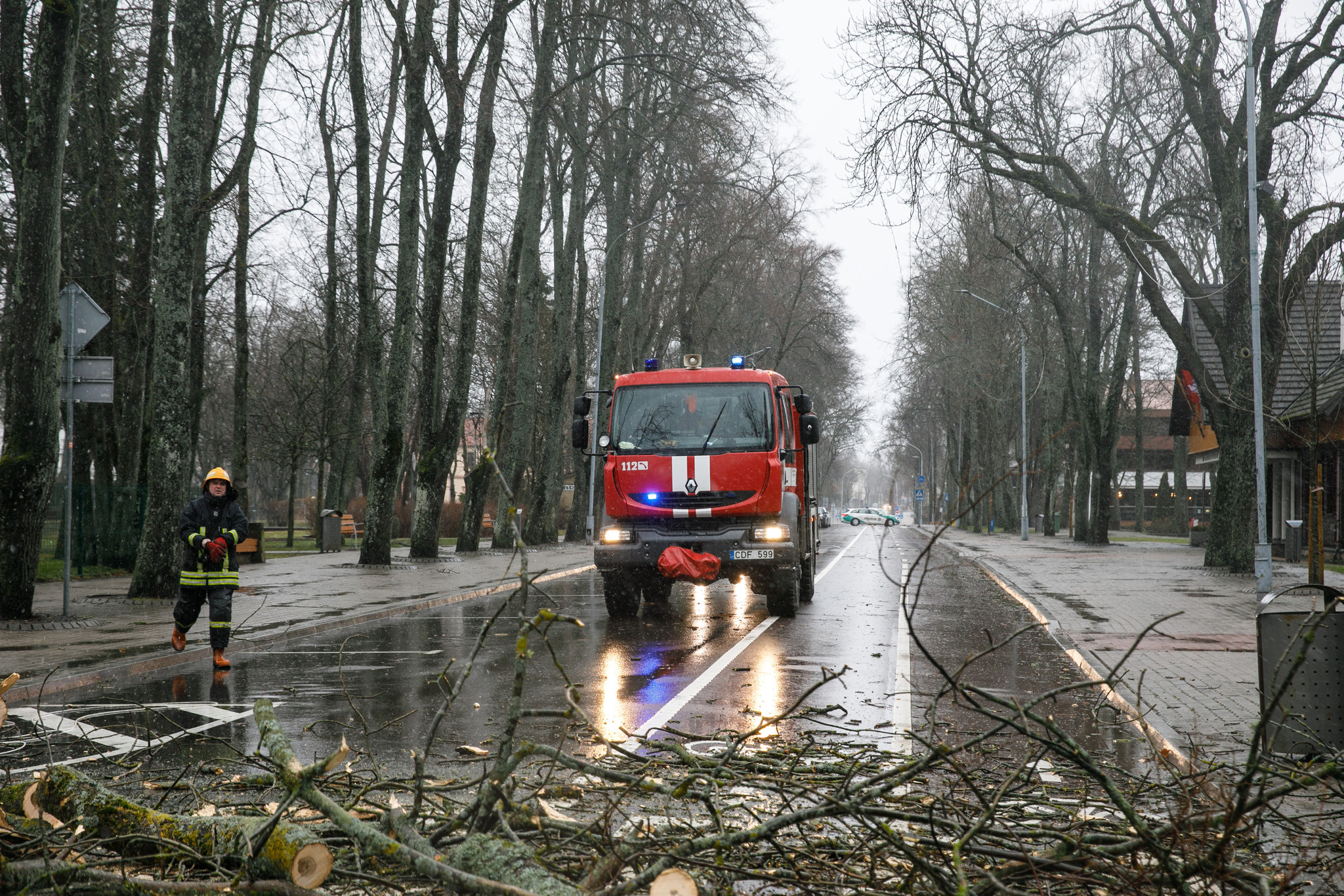 Lietuvoje dėl stipraus vėjo toliau lūžta medžiai